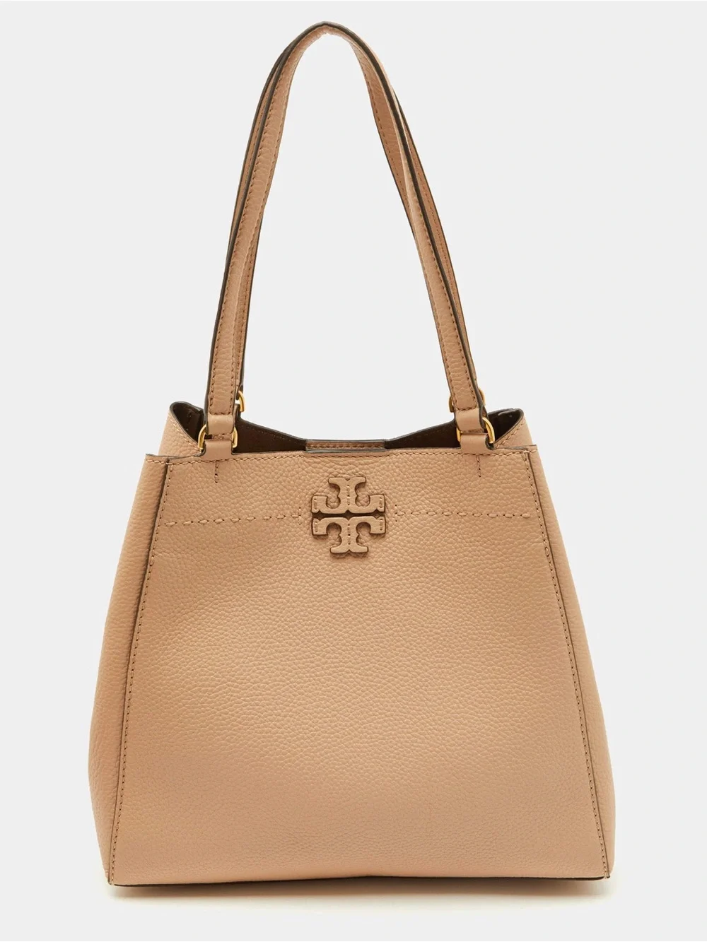 Tory Burch Pebbled Leather Shoulder Tote in Neutral Color Dust Cover Included
